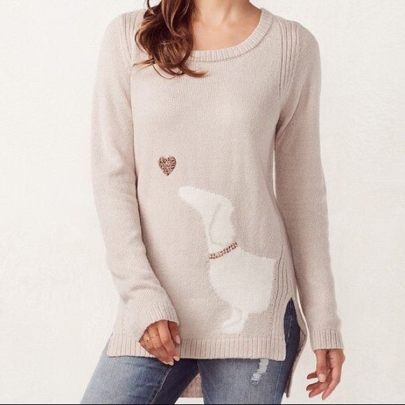 LC Lauren Conrad Sweaters - [Lauren Conrad LC] Dachshund Dog Heart Sweater-SZL